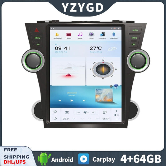 for Toyota Highlander 2009-2013 Stereo Android CarPlay Car Radio Receiver Screen