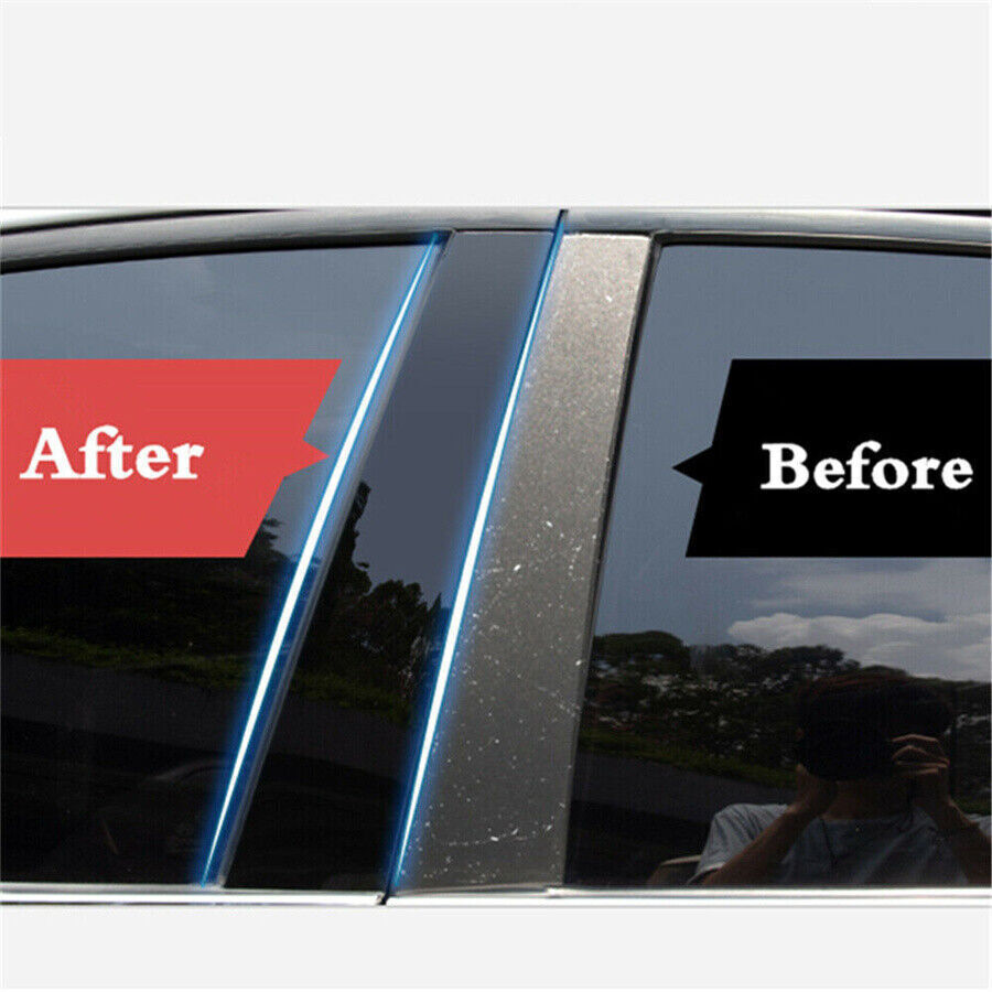 4X PC Material Car Door Trim B Pillar Post Gloss Black Cover for Ford F150 15-21