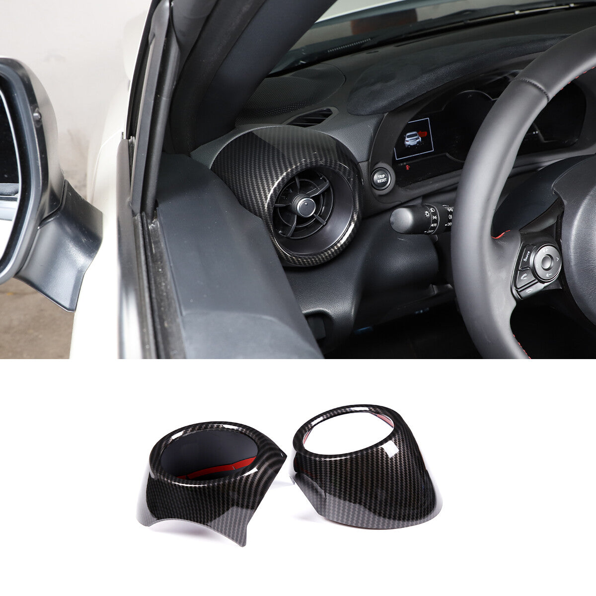 2-Piece Matte Black Inner Door Handle Cover Trim for Toyota FJ Cruiser 2007-2021