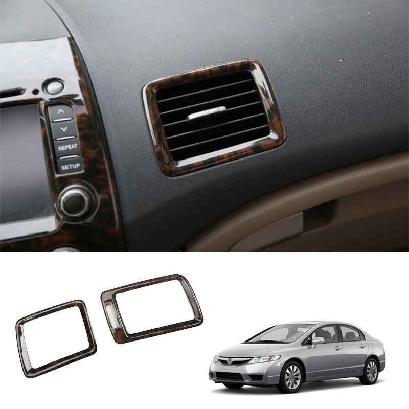 Fit for Honda for Civic 2006-2011 Central Console Air Outlet Vent Trim Wood Grain