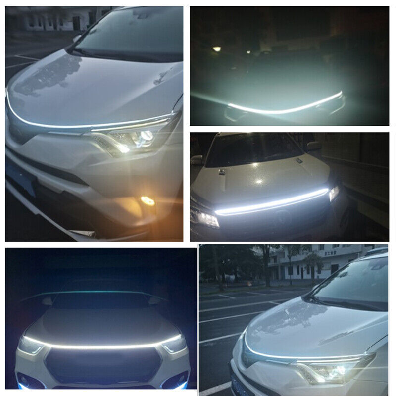 Car LED DRL hood light strip engine cover daytime running light flowing fashion
