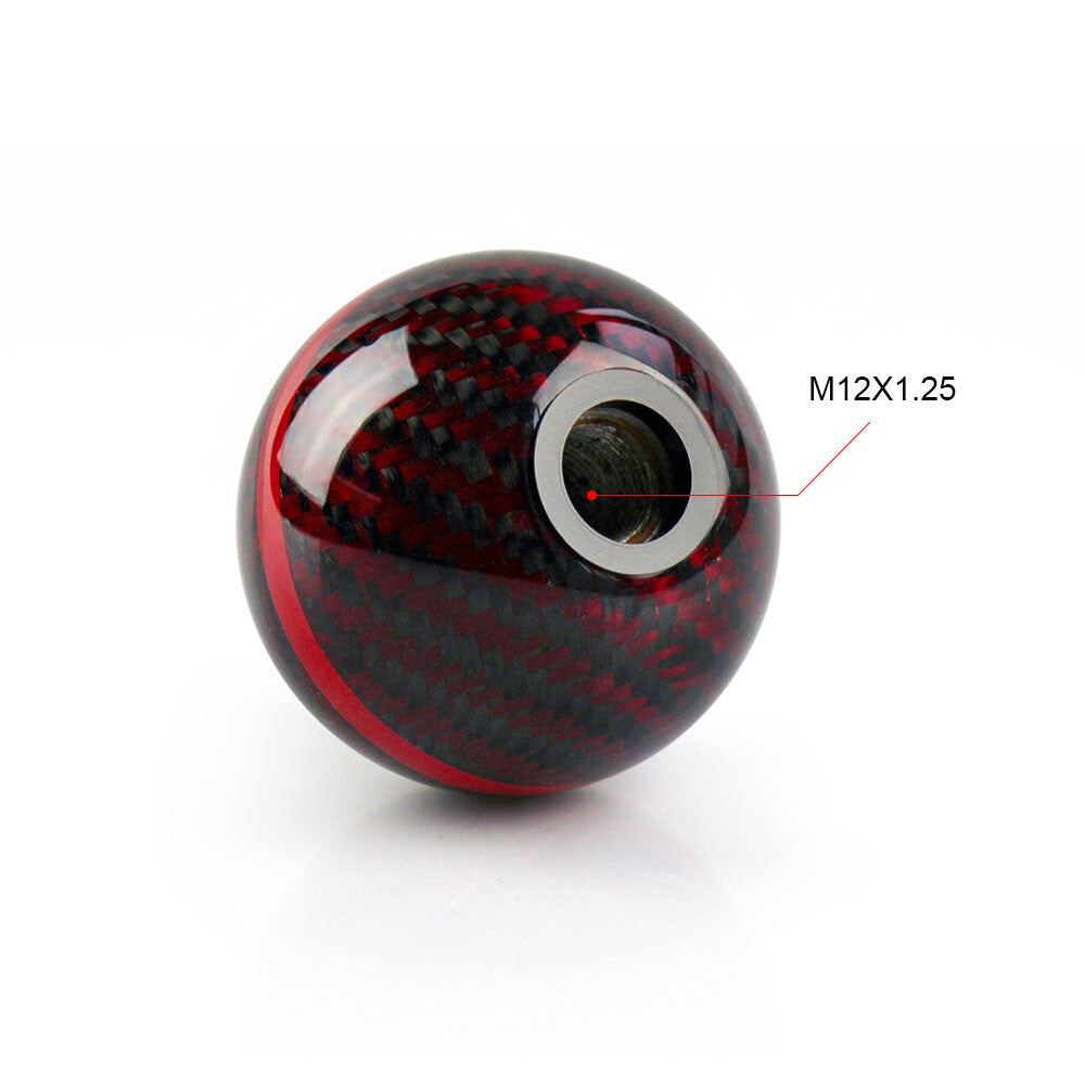 Universal Carbon Fiber Ball Manual MT Gear Red Stripe Shift Shifter Knob Mugen