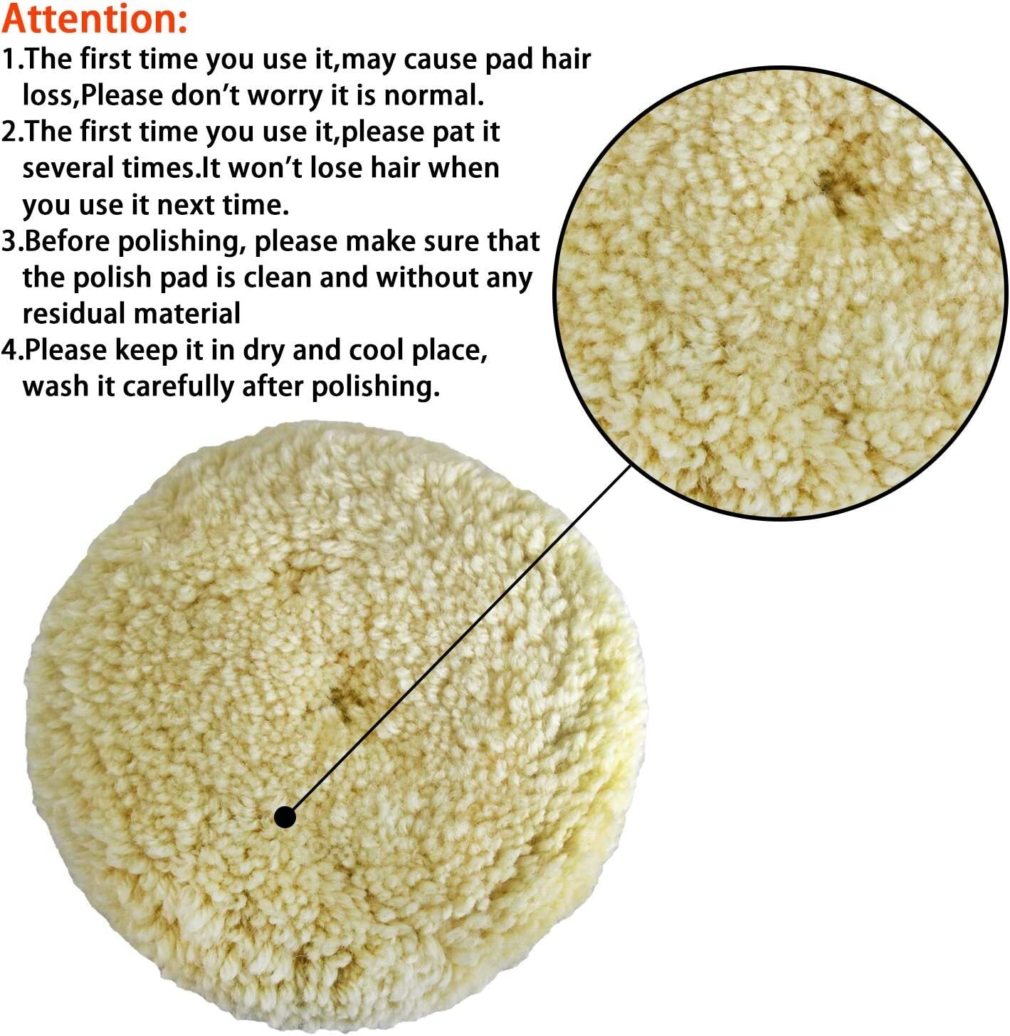 5-inch wool cushioning pad for cleaning cutting hooks and ring cushioning pads, polishing caps