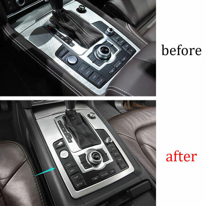 Fit for Audi Q7 2006-15 Silver Steel Inner Center Control Shift Panel Decor Trim