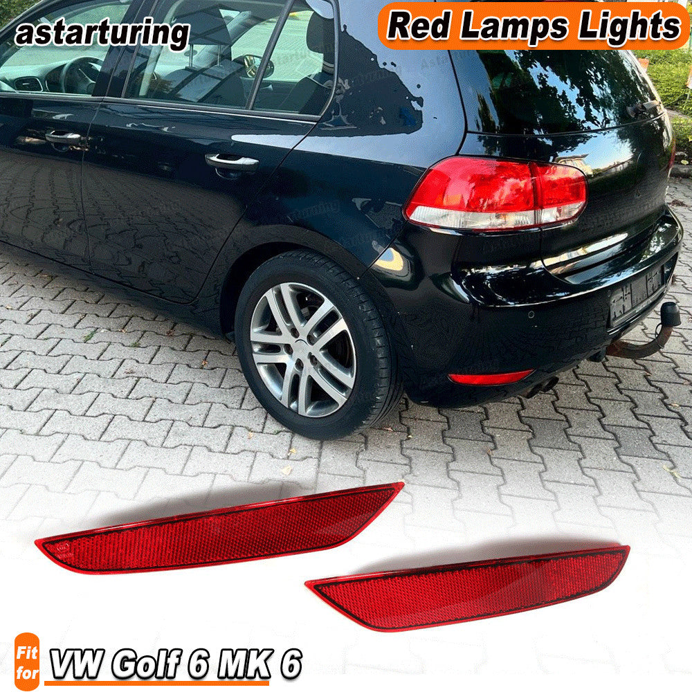ABS Pair Rear Bumper Reflector Lamps Lights Red for VW for Golf 6 MK 6 2009-2013 RED