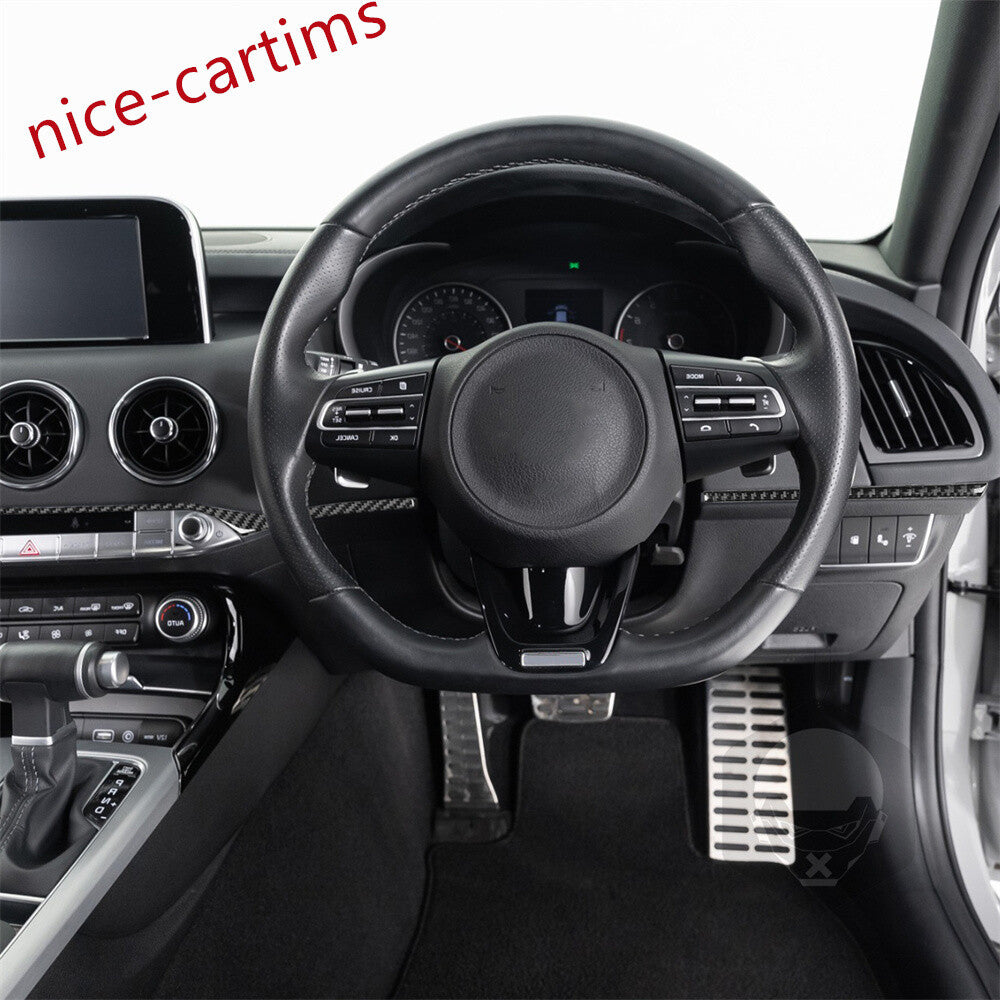 for Kia Stinger 2019+RHD Center Console Dashboard Strips Panel Trim Carbon Fiber