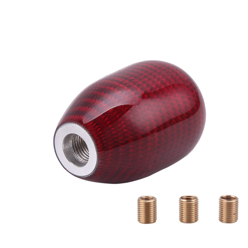 Gear Position Carbon Fiber Gear Shift Knob with 3 Adapters Universal Red Car