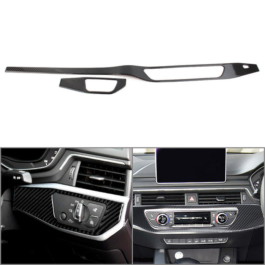 Carbon Fiber Interior Upper Air Vent Outlet Cover Trim Fit for Audi A4 B9 17-20 RHD