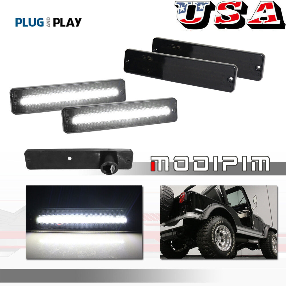 4-piece white LED F+R side marker lights for Jeep CJ5 CJ6 CJ7 CJ8 SJ Wagoneer J10 J20
