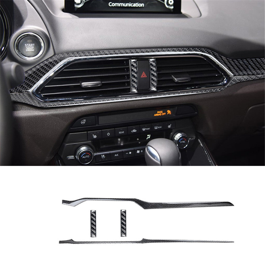 4Pcs Carbon Fiber Interior Dashboard Strip Cover Trim for Mazda CX-9 2016-2022