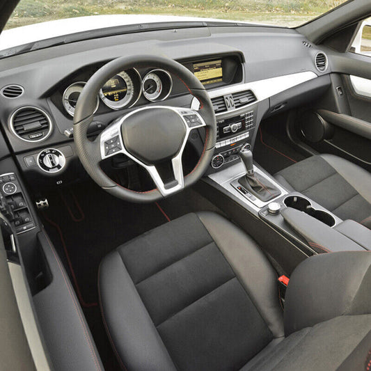 Suitable for 12-14 year old for Mercedes-Benz W204 W207 W212 C-Class silver steering wheel trim cover.
