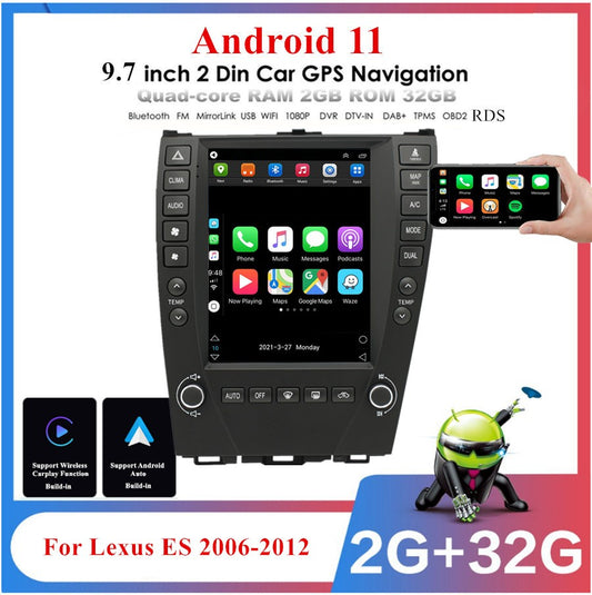 9.7Auto Radio GPS Android11 32GB Carplay for Lexus ES/240/300/330/350 2006-12