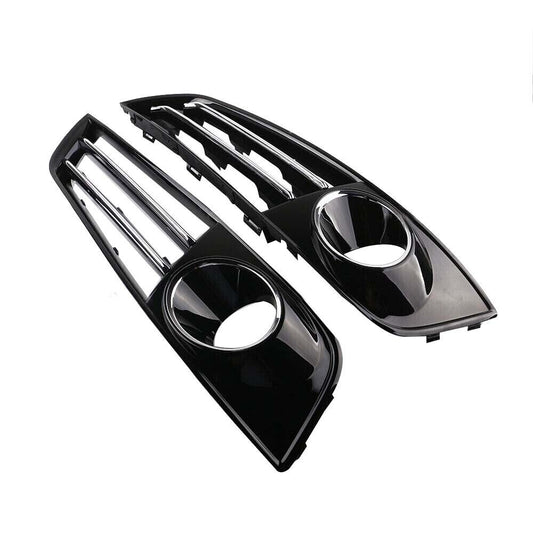 L + R Front Bumper Fog Light Grille w/ Chorme Cover for Audi for A8 D4 2011-2014