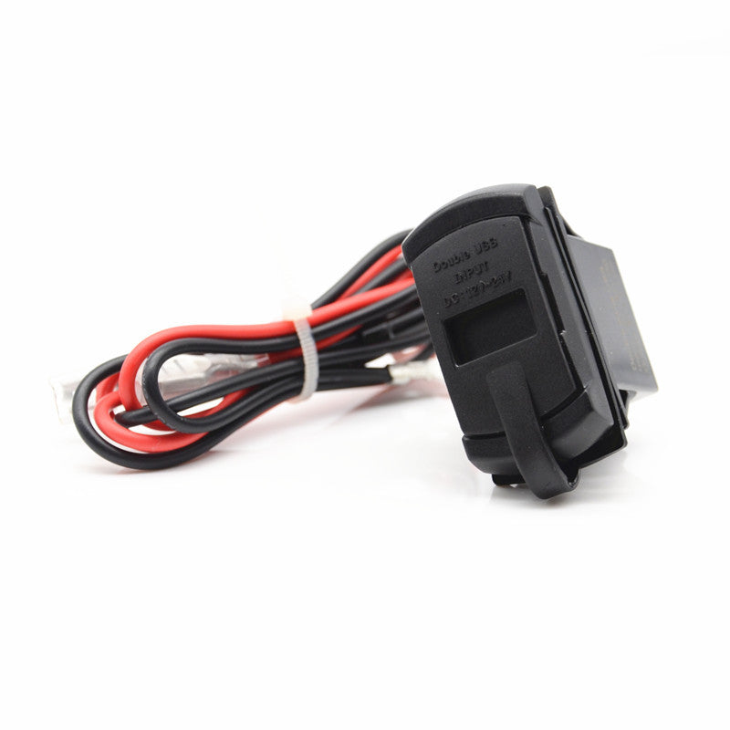 Auto Rocker Push Switch Style Marine Boat Red LED 12V Voltmeter Dual USB Charger