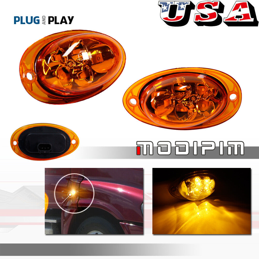 Suitable for Freightliner Cascadia 08-17 Amber Lens LED Cab Side Marking Signal Light 5SMD