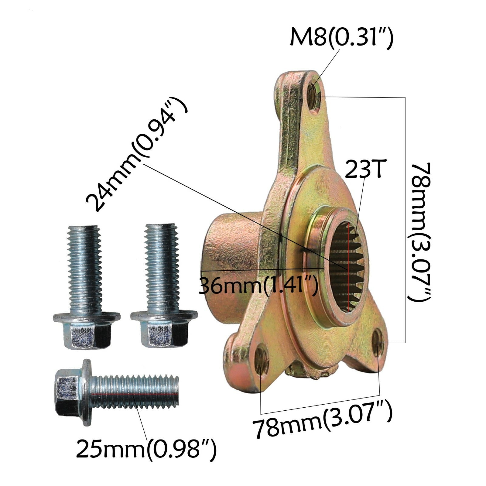 2 x 6-inch rims, 3-carat + 23T rear wheel hub for 145/70-6 tires, all-terrain vehicle, four-wheel go-kart.
