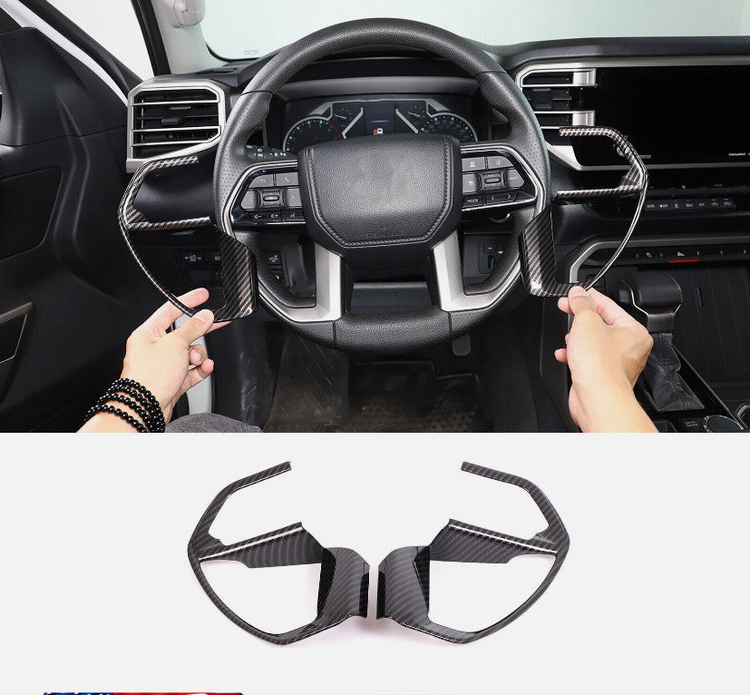 For Tundra 2022-2024 Carbon Fiber Pattern Steering Wheel Button Trim Cover