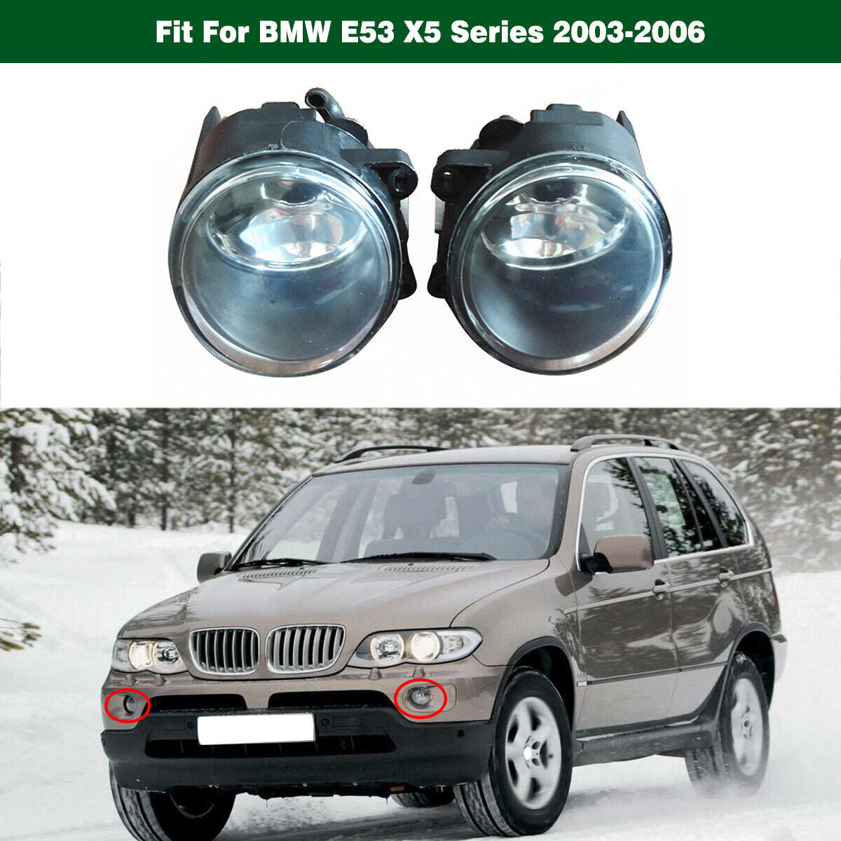 Front Bumper Fog Lights Driving Lamps Left+Right New for BMW X5 E53 2003-2006