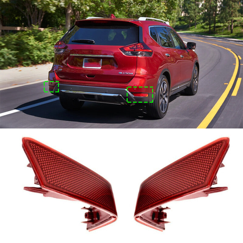 A pair of rear bumper marker light reflectors for Nissan Rogue 2017 - 2018 - 2020