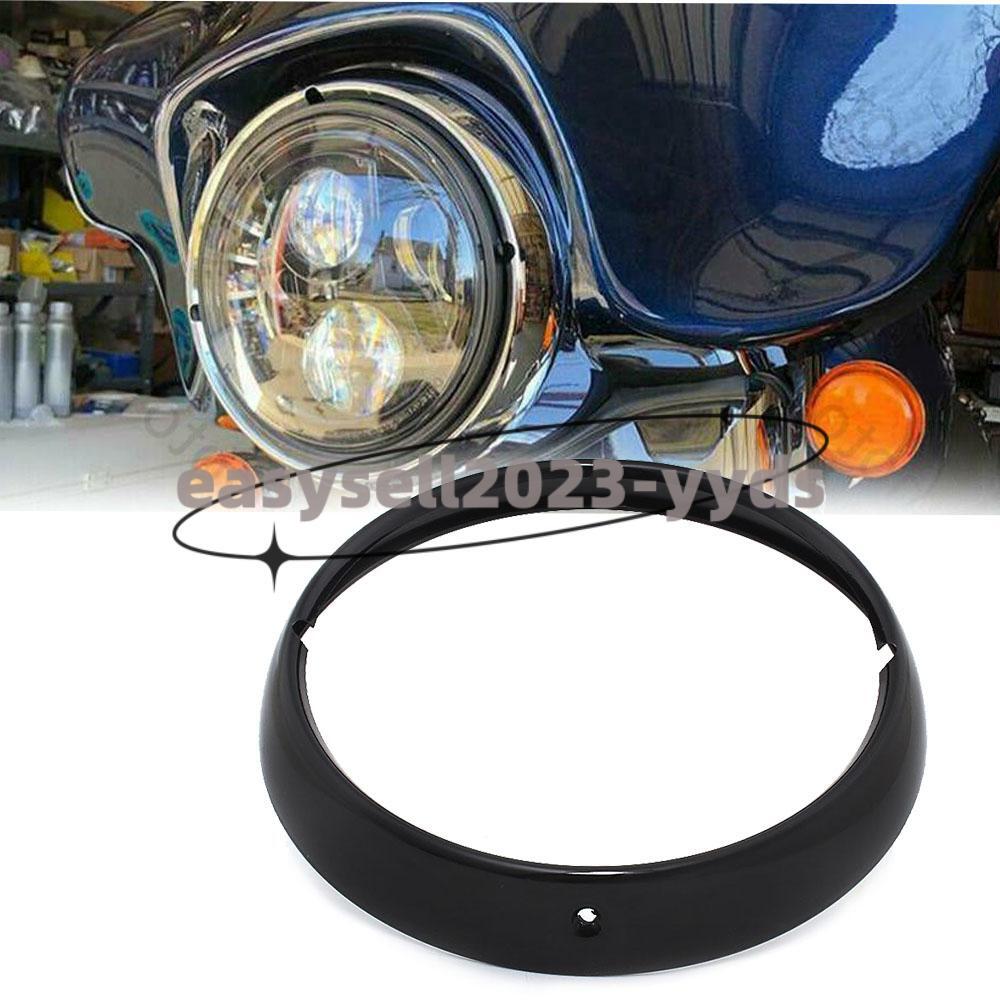 7 Headlight Trim Ring Cover Black for Harley Touring Road King Electra Glide