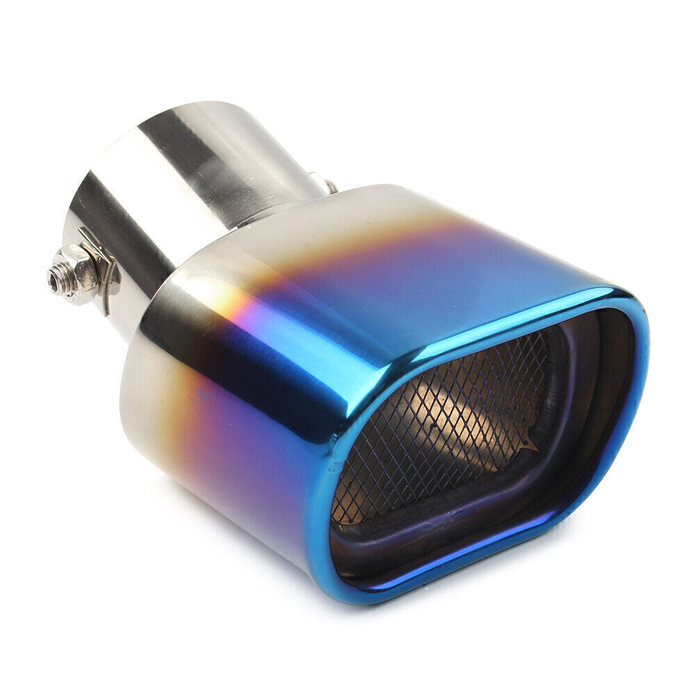 Stainless Steel Car Rear Blue Exhaust Pipe Tail Muffler Tip Square Accessories