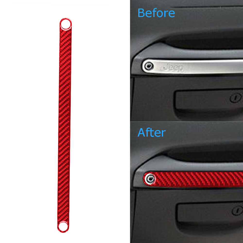 Red Carbon Fiber Above Glove Box Handle Cover Trim for Jeep for Wrangler JK 2011-17