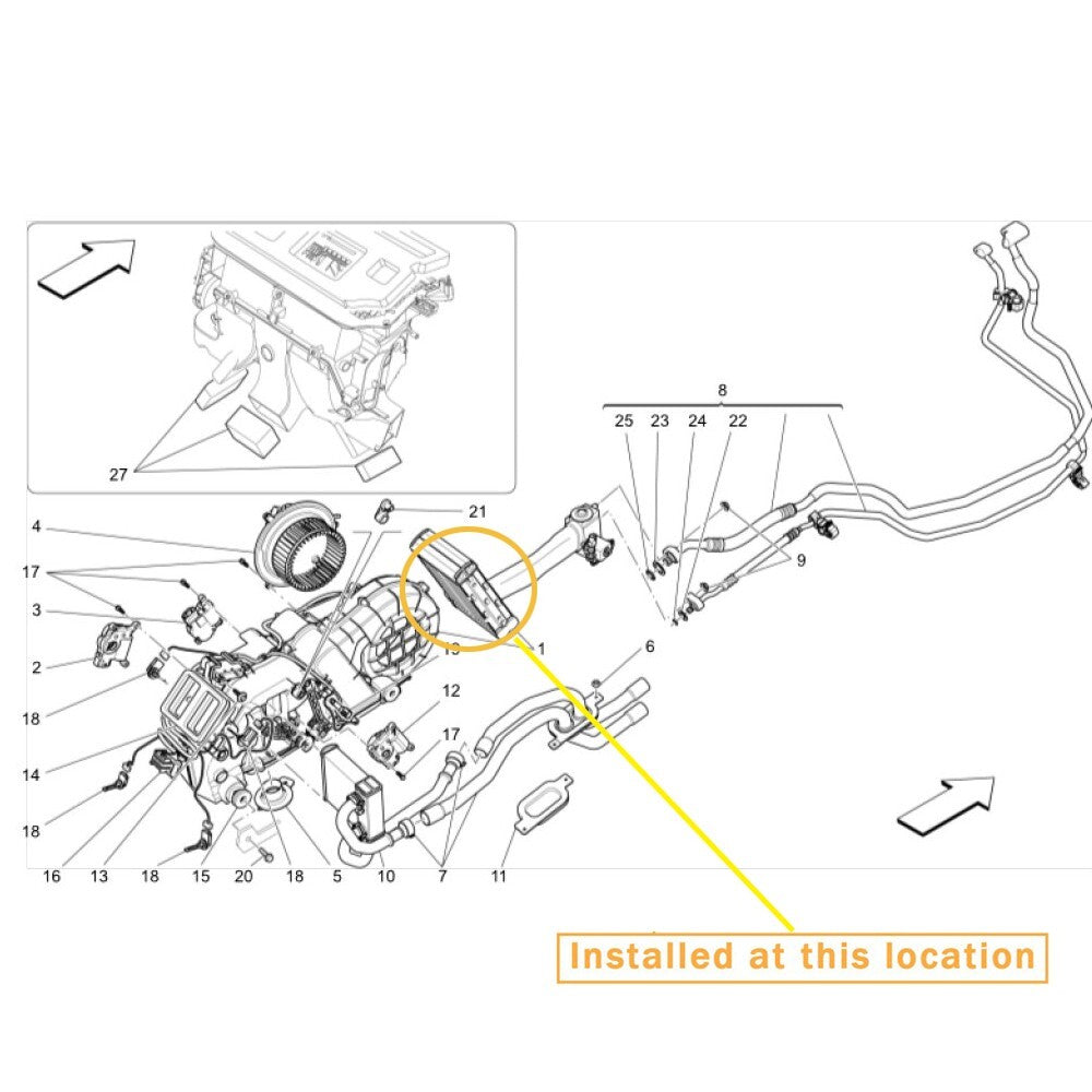 Equipment Manufacturer  for MASERATI QUATTROPORTE for Levante rear air conditioning box: 673002681