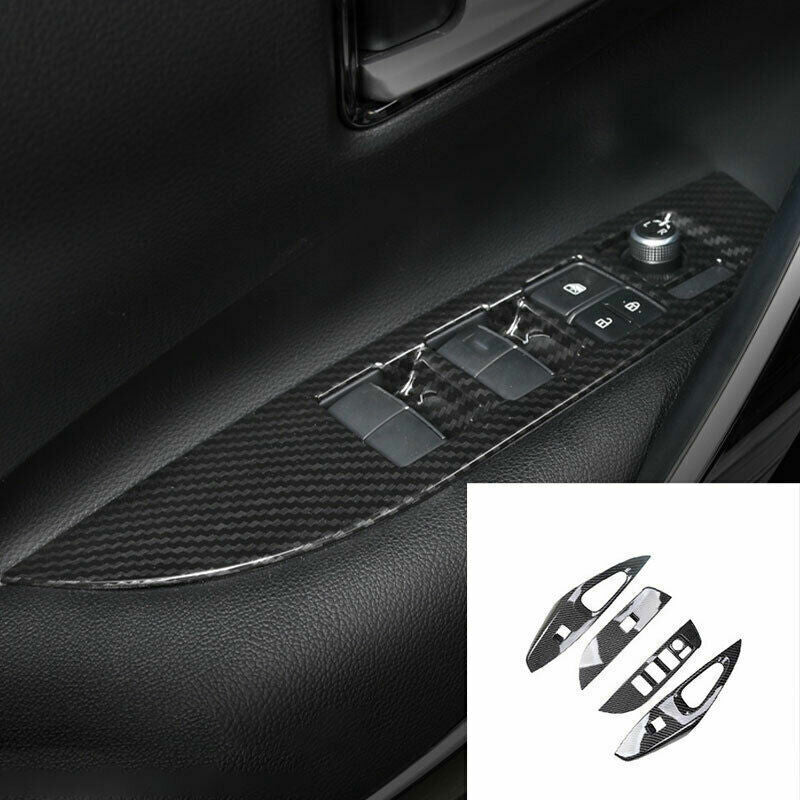 4P Carbon Fiber Window Lift Panel Switch Cover Trim for Toyota for Corolla 2019-2023