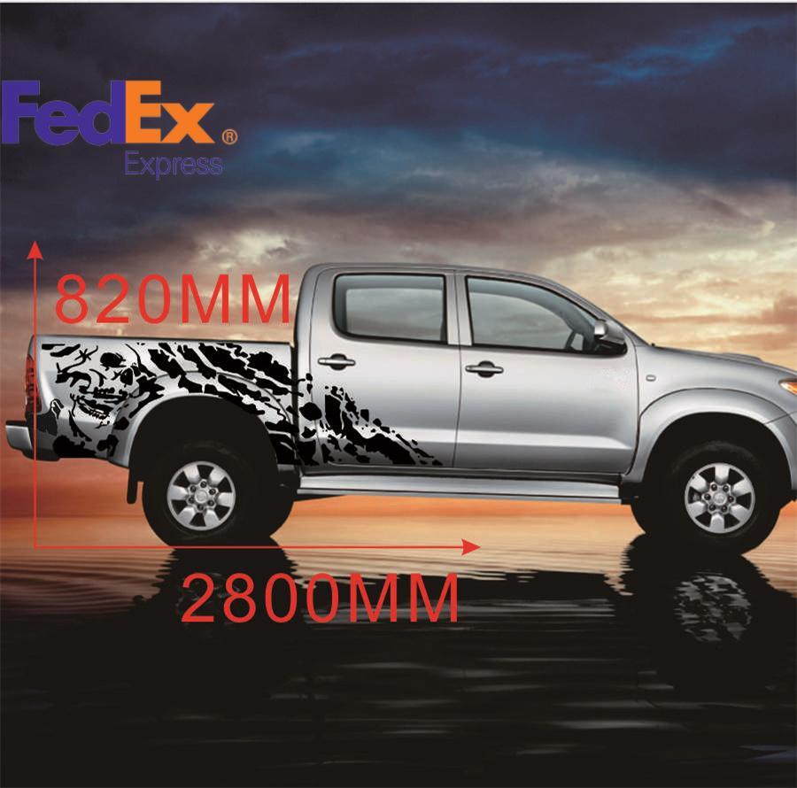 2x Black Skull Decal Vinyl Sticker For Pickup for Dodge 4x4 Off Road for GMC Waterproof