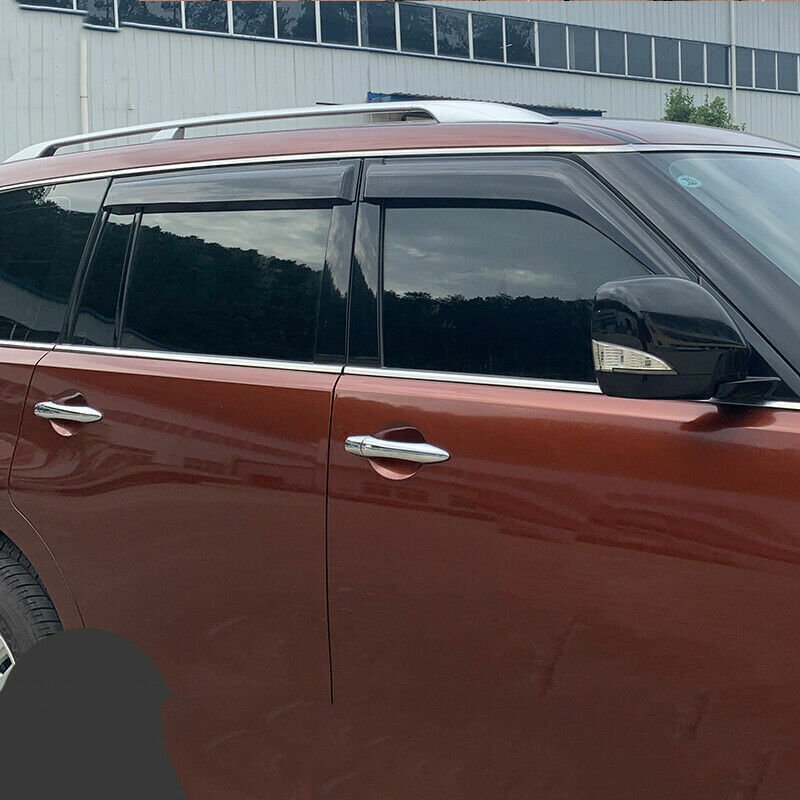 for Nissan Armada 2017-2021 Black Window Visor Vent Shade Sun Rain Guard Trim 6x