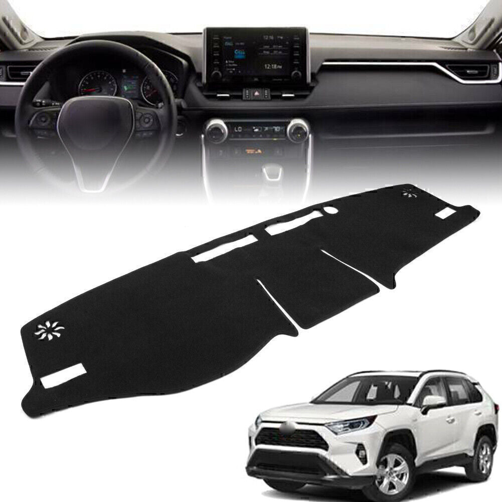 Black Polyester Dash Mat Dashboard Cover Dashmat for Toyota RAV4 2019-2020