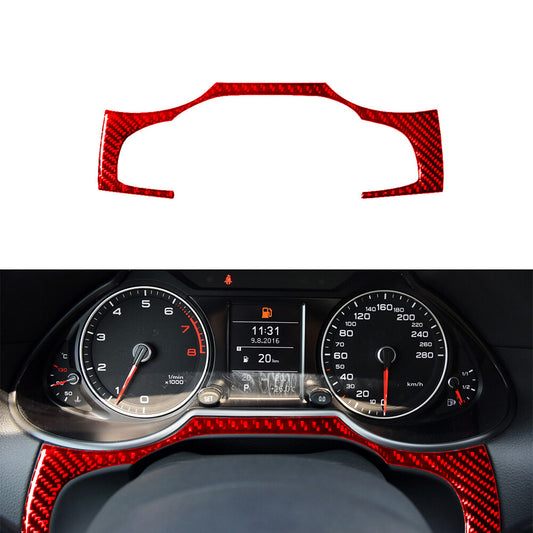Red Interior Speedometer Frame Trim Cover Decor Carbon Fiber for Audi Q5 2009-17