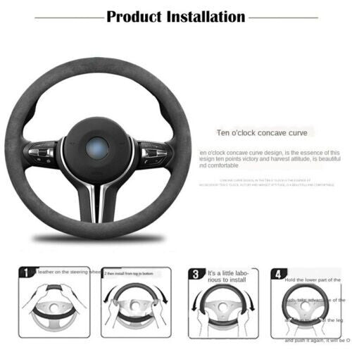 Suede Car Steering Wheel Cover For 38cm/15in Breathable Sweat Absorbing Currency