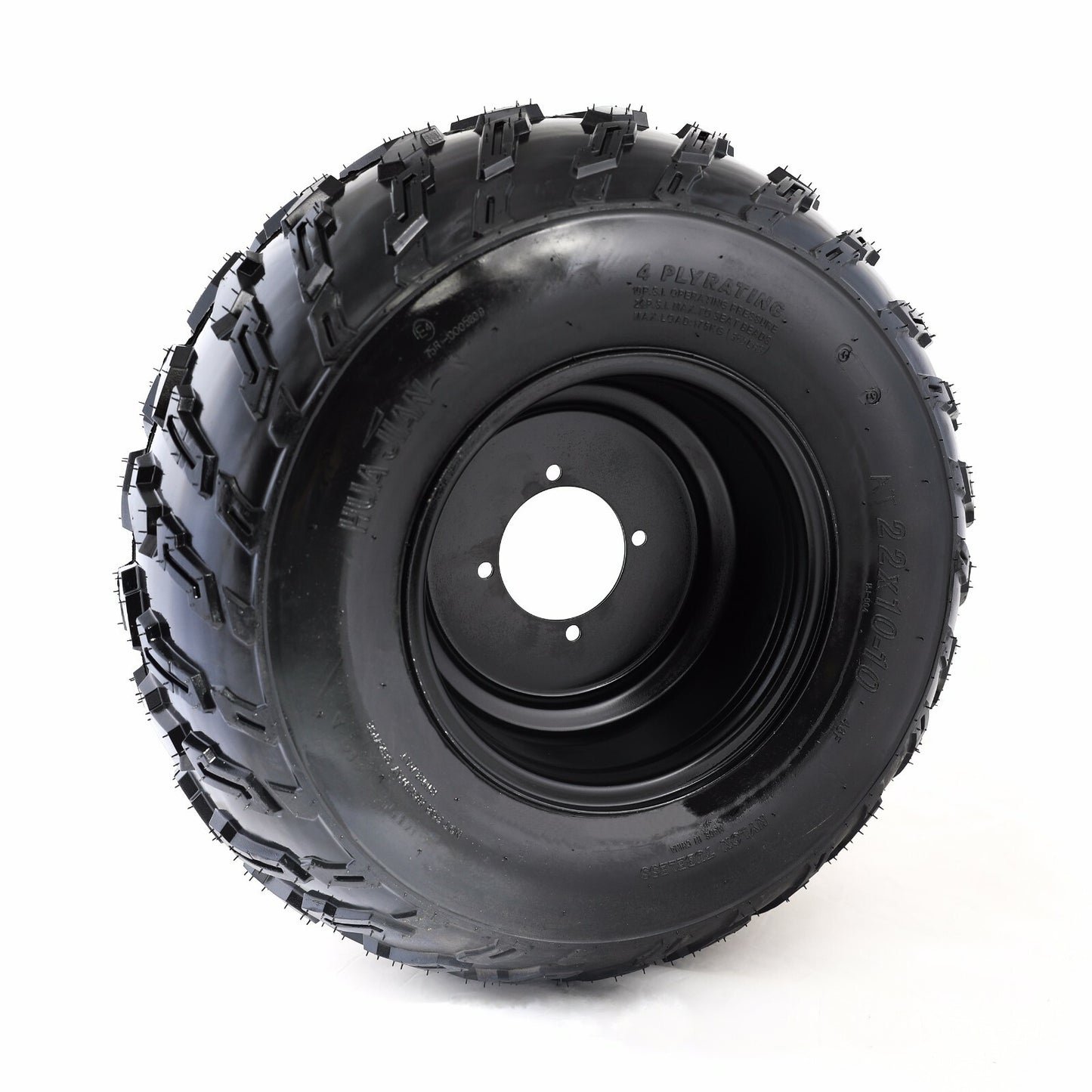 10-inch all-terrain vehicle wheels, 22x10-10 tires, rims, 4 bolts, 22x10x10 suitable for 200cc and 250cc four-wheel UTV off-road vehicles.