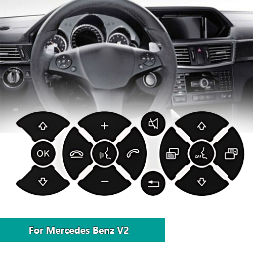 Black Steering Wheel Button Repair Sticker Decal for Mercedes Benz V2