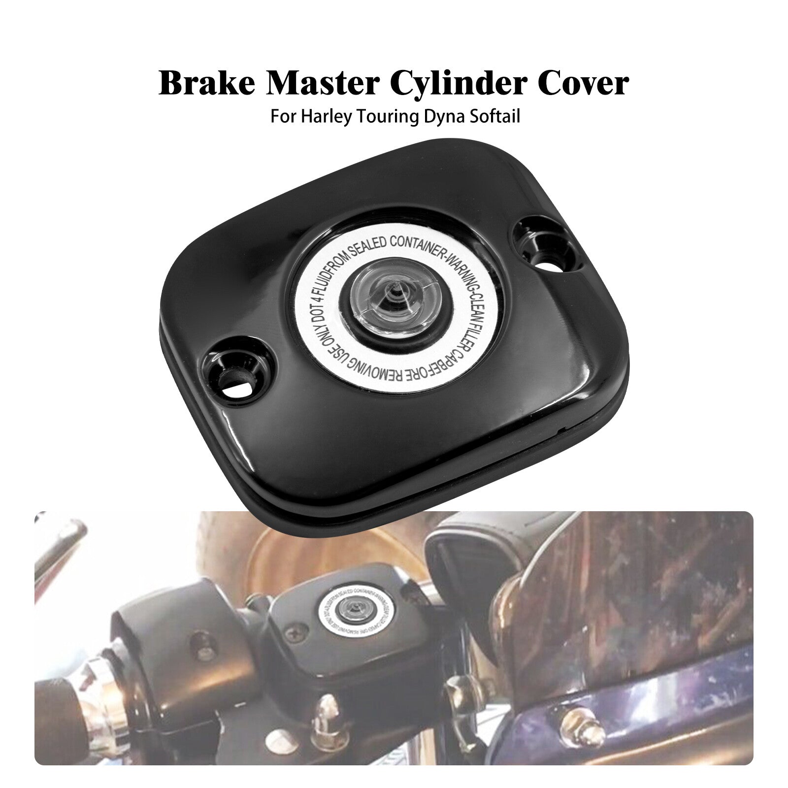 Black Front Brake Master Cylinder Cover Fits for Harley Touring Glide Dyna FXD