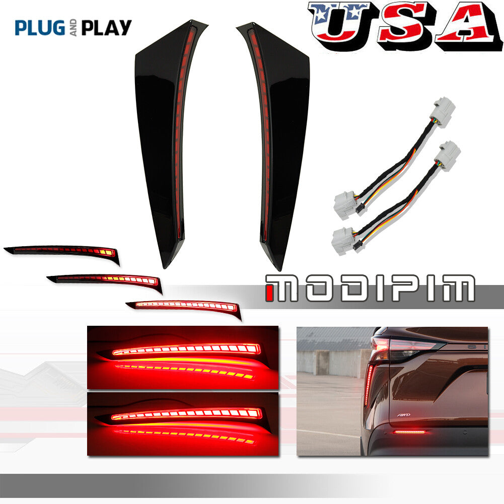 2-Piece LED Red Rear Bumper Reflector Tail Brake Lights for 2021-2023 for Toyota Cinna