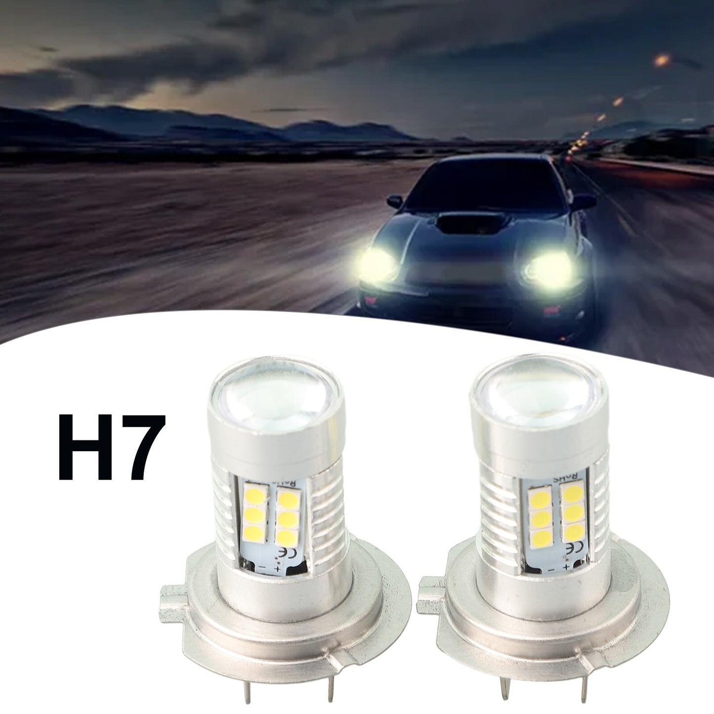 H7 LED Headlight Bulb Kit with Full Angle Lighting - Super Bright White