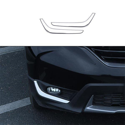 1Set Strip Trim Car Front Fog Lamp Steel Chrome Fit for Honda CRV CR-V 2017-2021