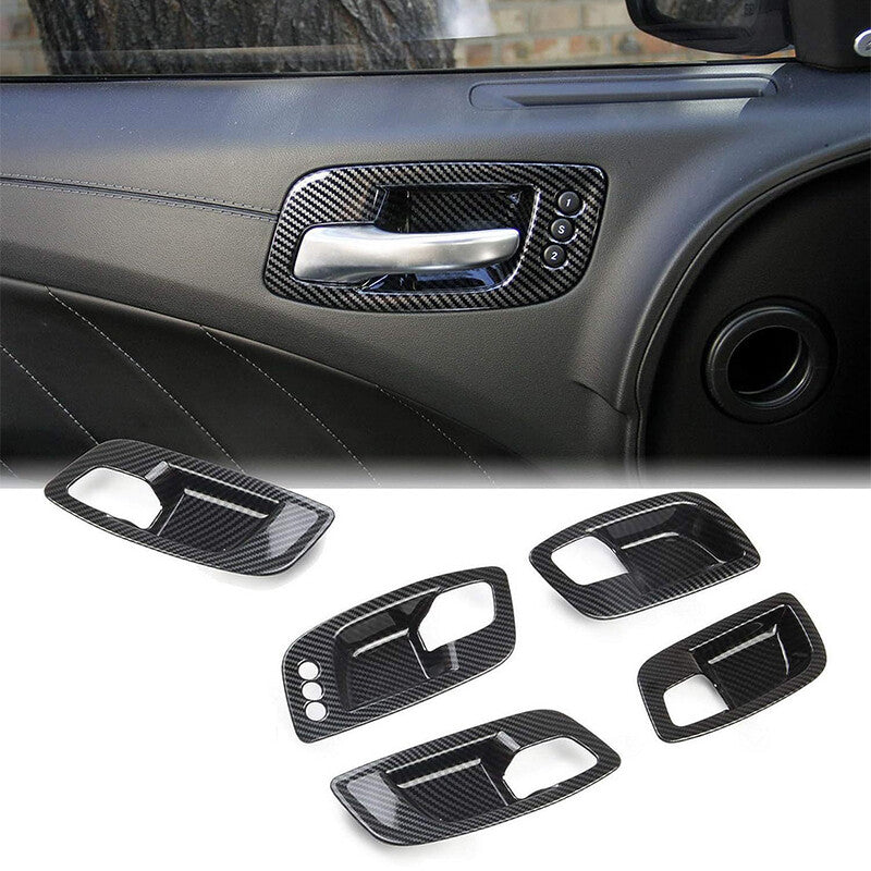 Inner Door Handle Bowl Cover Trim Carbon Fiber for Dodge Charger 16-21