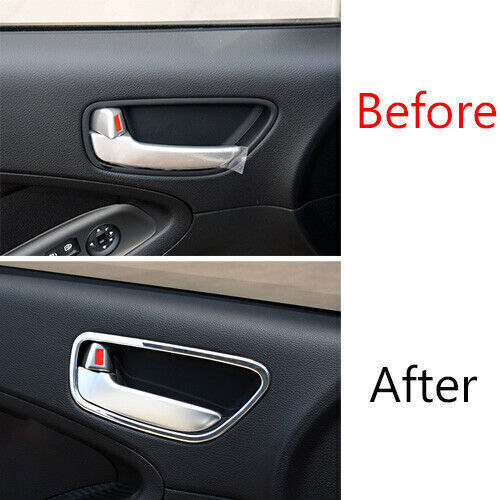 Inner Door Handle Bowl Frame Cover Trim for Kia K3 Forte 2014-2018 Chrome Steel