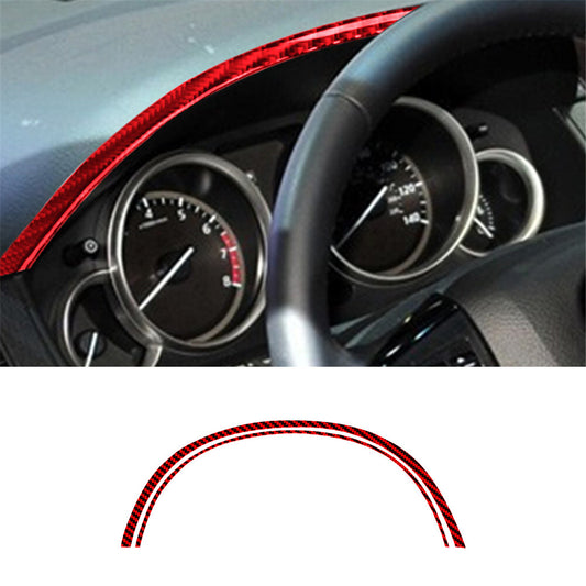 2X Red Carbon Fiber Speedometer Strip Cover Trim for Mazda CX-9 2010-2015