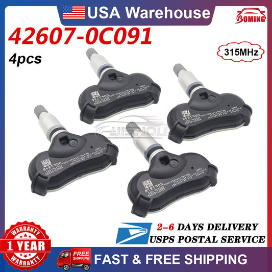 4-pack 42607-0C091 TPMS tire pressure sensors suitable for Toyota Tundra Sequoia 2018-2019.