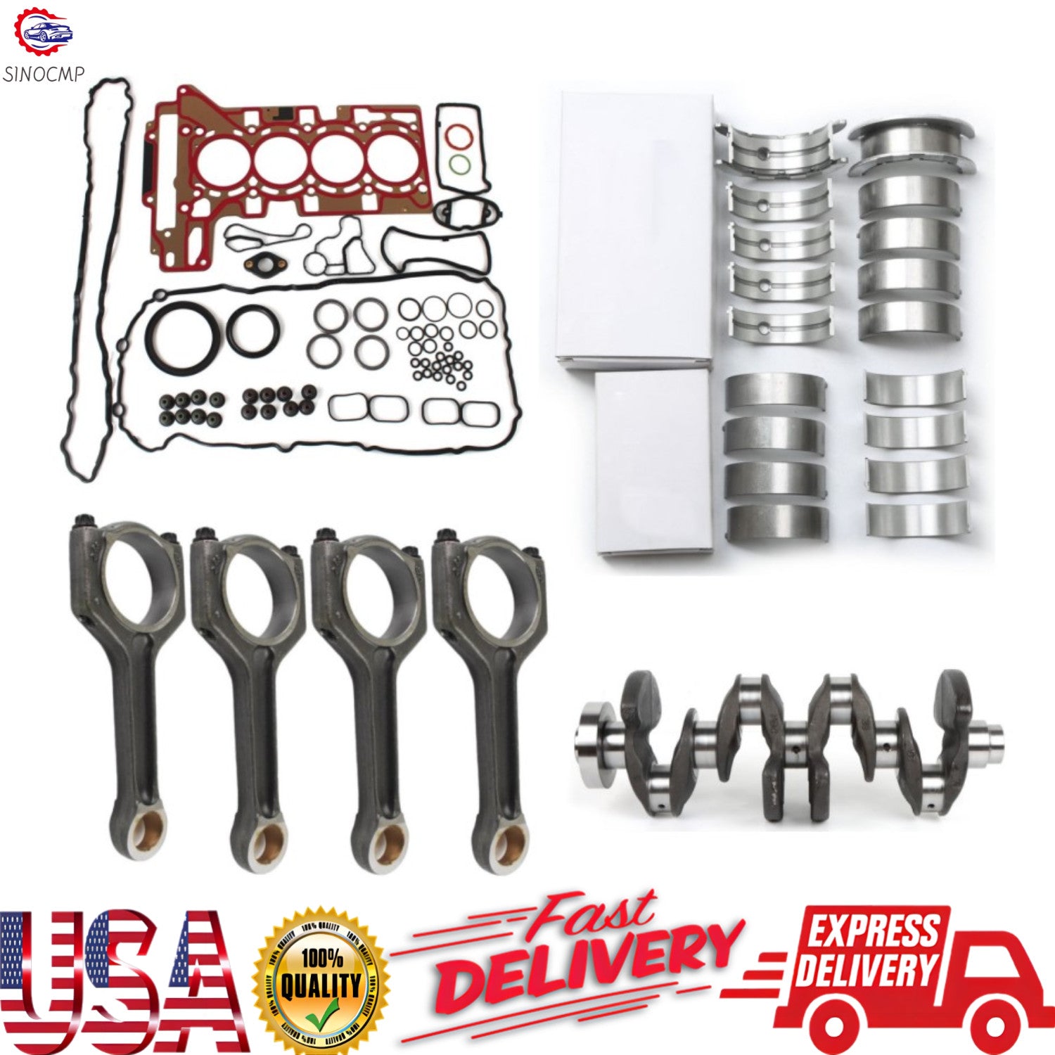 Engine Rebuild Overhaul Kit Crankshaft CONNECTING RODS for BMW N20 N26 125i 320i
