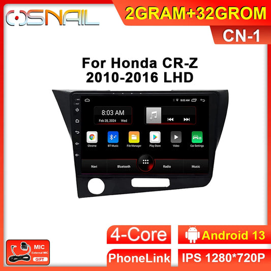 for Honda CR-Z 1 CRZ Video Player CarPlay Stereo Navi DSP Android Auto Car Radio