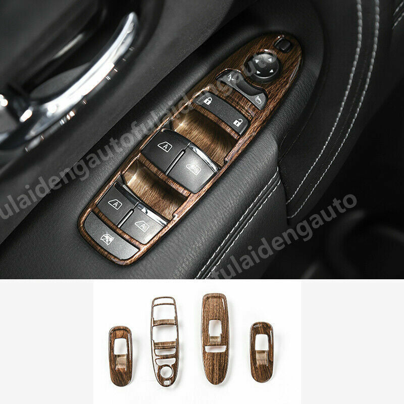 Wood Grain Inner Window Switch Panel Cover Trim for Nissan Patrol Y62 2017-2019