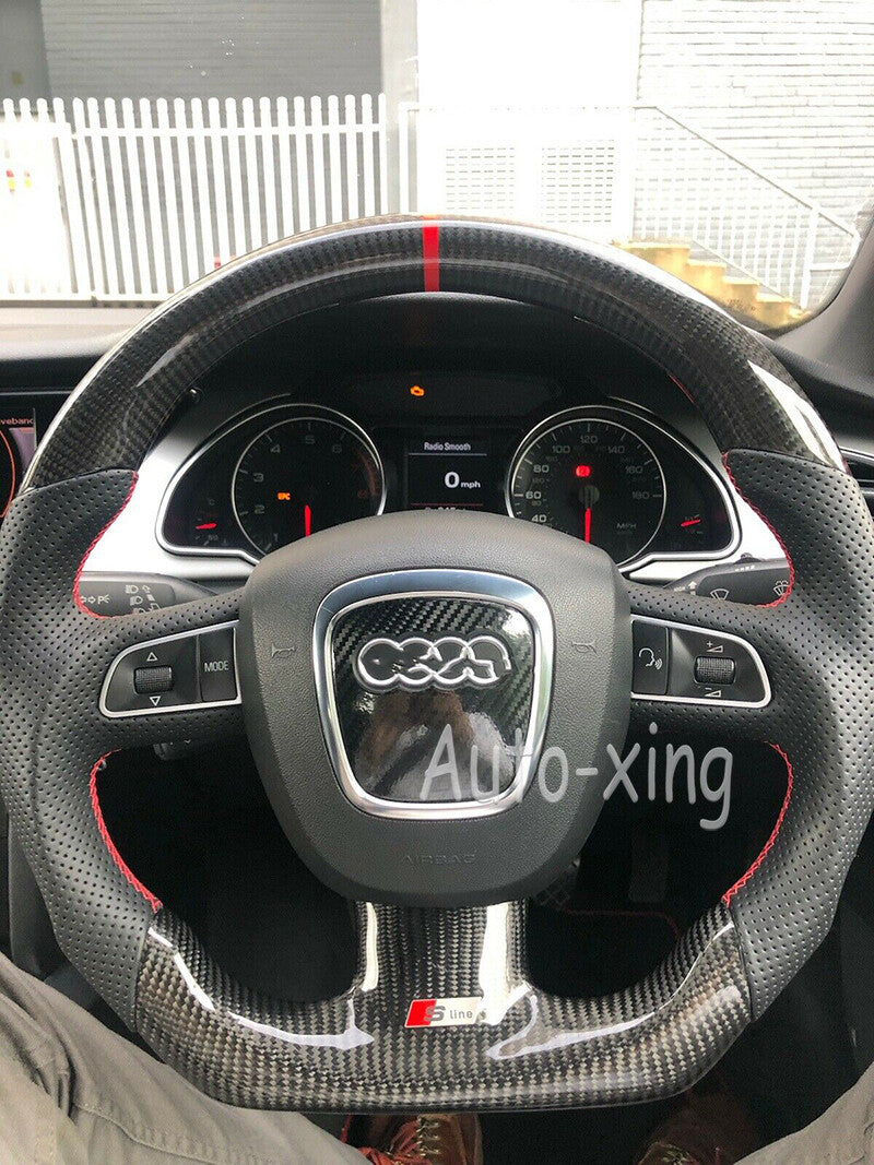 Real Carbon Fiber Flat Steering Wheel for Audi for A4 for A5 S4 S5 S6 B8 S8 B7 2008+