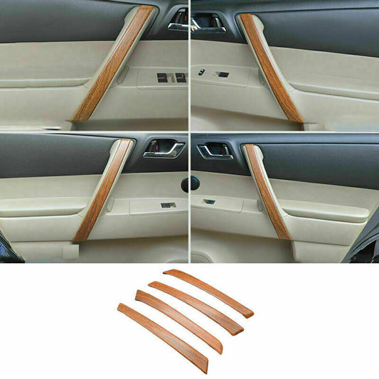 for Toyota Highlander 2008-2013 Wood Grain Inner Door Handle Armrest Cover Trim
