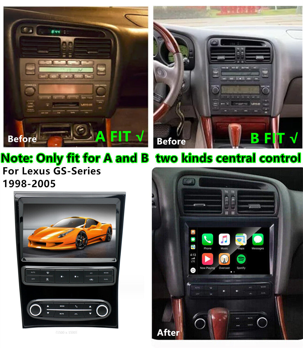 9 Stereo Radio Head Unit for Lexus GS300 GS400 GS430 1998-2005 Carplay 4+32GB