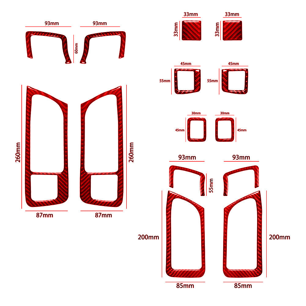 14x Red Carbon Fiber Door Pull Cover Trim for Land Rover Discovery Sport 2015-19